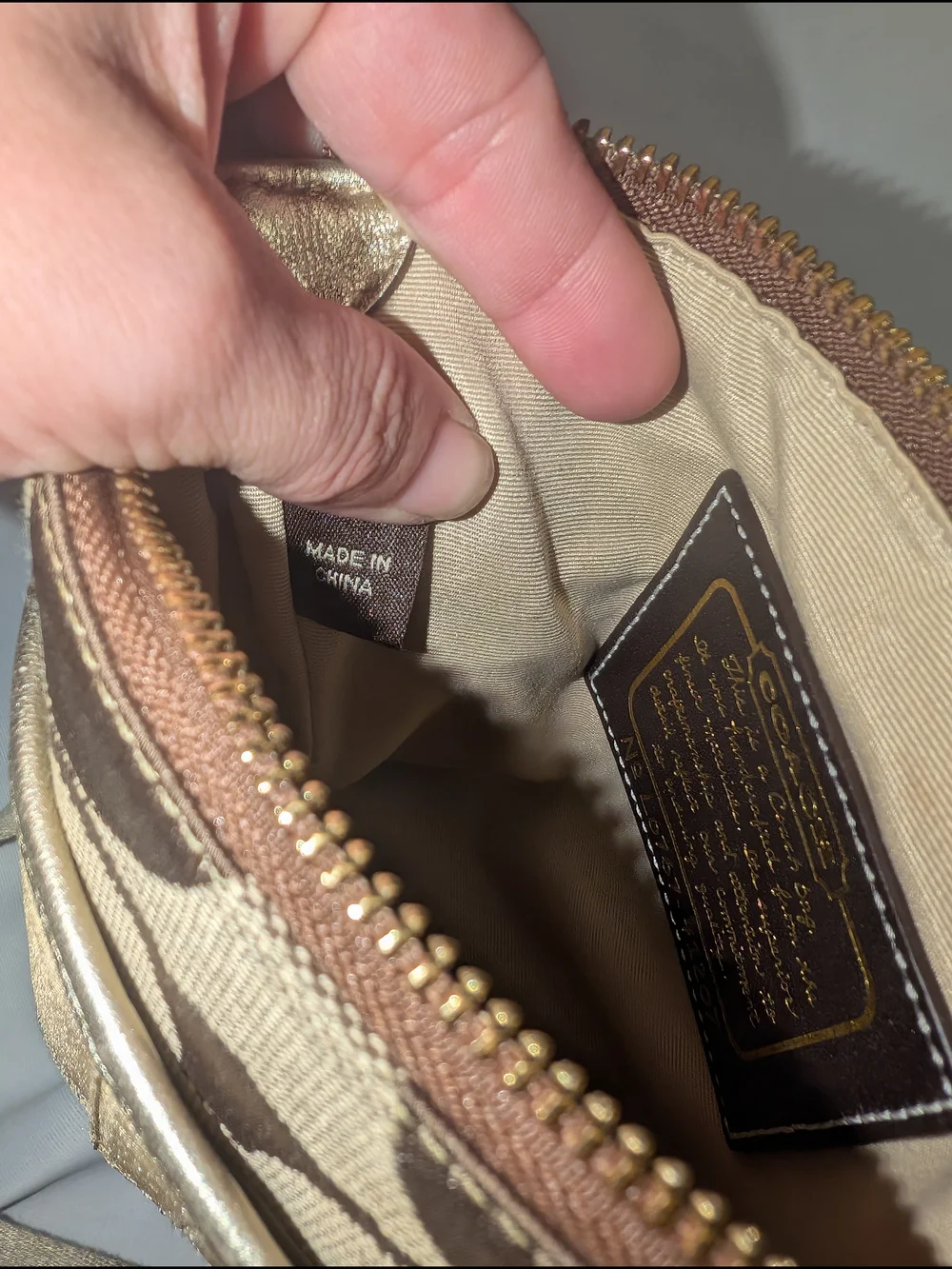 Coach Beige and Brown Signature Crossbody Bag